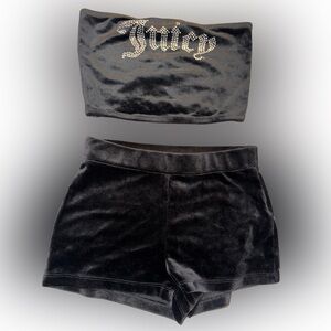 Juicy Couture Big Bling velour track shorts and tube top
